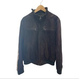 Levi’s leather jacket bomber style brown coat! Size large in EUC